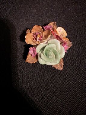 Vintage Dorothy Ann Bone China Hand Painted Multi-Flower Brooch Made in England